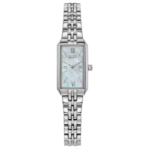 Citizen Ladies Eco Drive Classic Baguette Stainless Steel Mother of Pearl Dial Watch