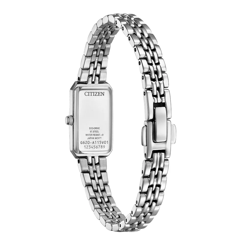 Citizen Ladies Eco Drive Classic Baguette Stainless Steel Mother of Pearl Dial Watch