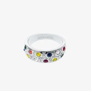 Colored Gemstone Encrusted Ring