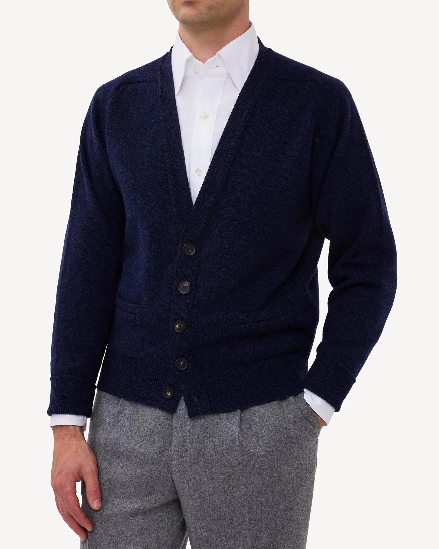 Dark Blue Lambswool Cardigan