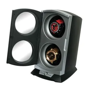 Diplomat Economy Double Watch Winder Tower - Silver / Black