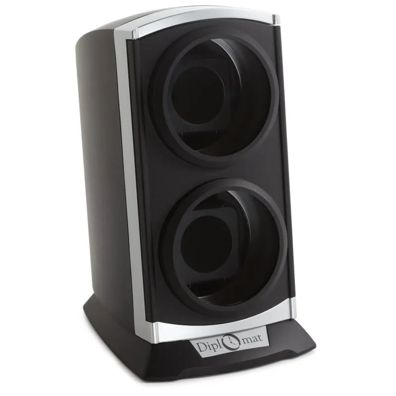 Diplomat Economy Double Watch Winder Tower - Silver / Black