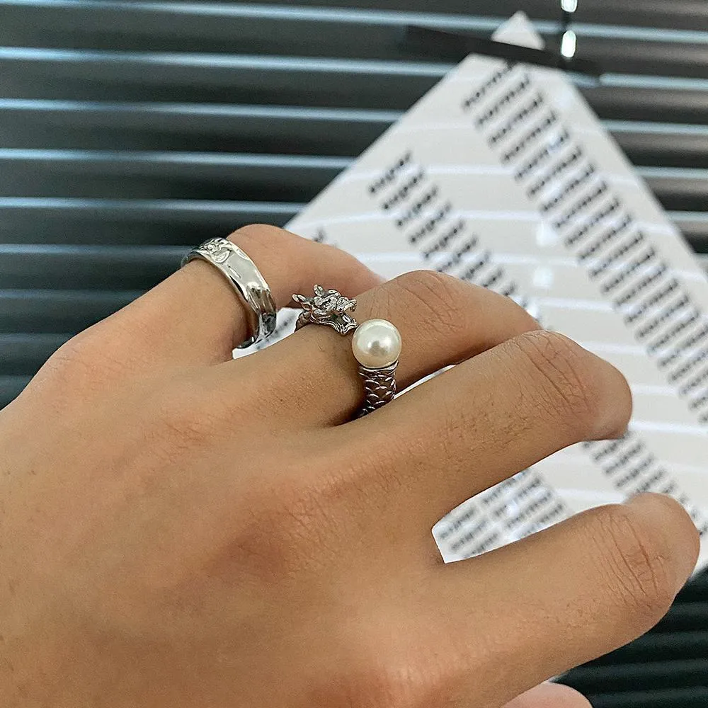 Dragon Head Pearl Ring