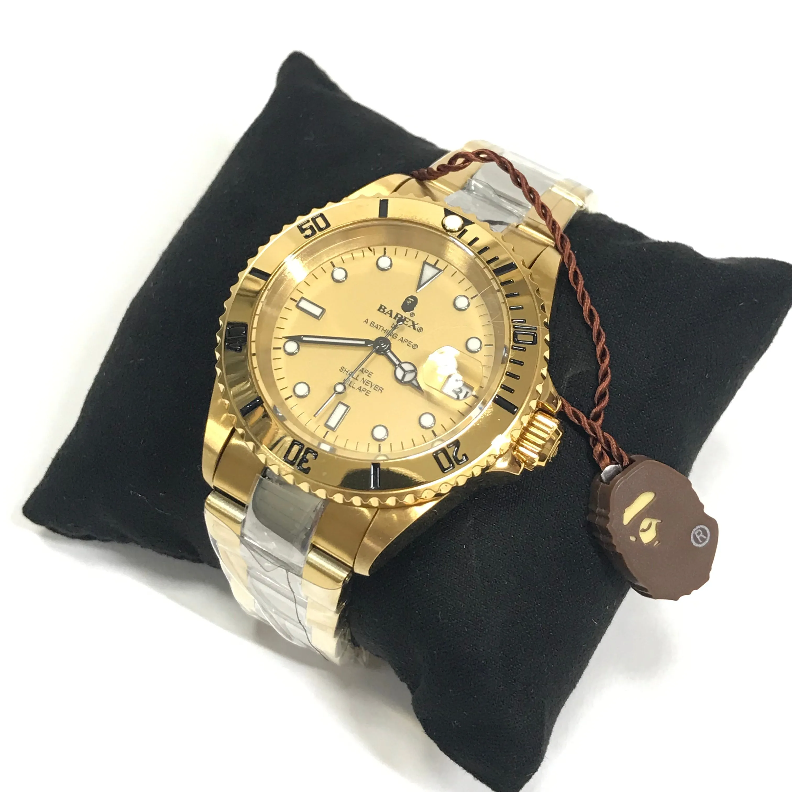 DS! A Bathing Ape Bape Type 1 Sarumariner Automatic Bapex Watch Gold/Silver