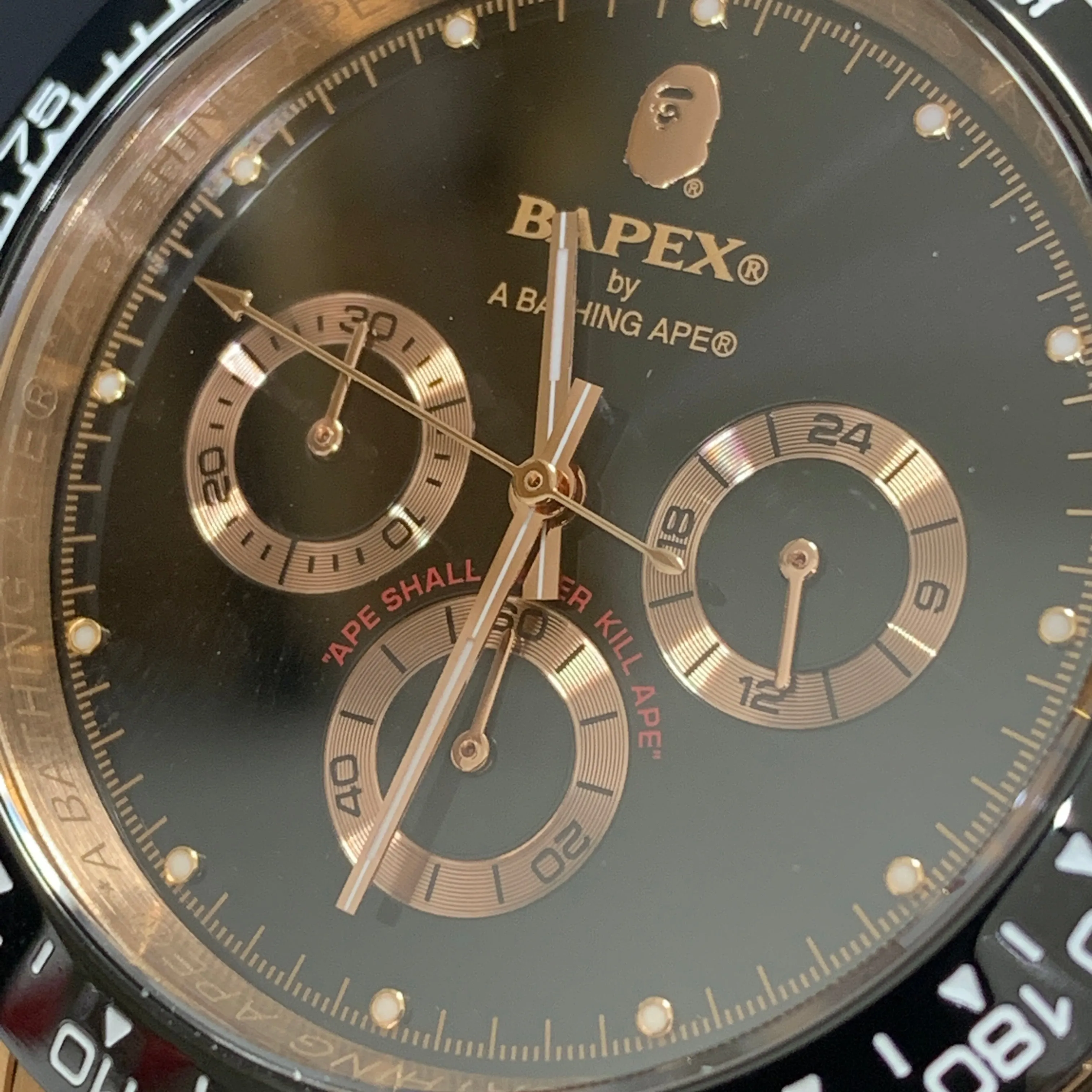 DS! A Bathing Ape Bape Type 4 'Daytona' Bapex Watch Gold