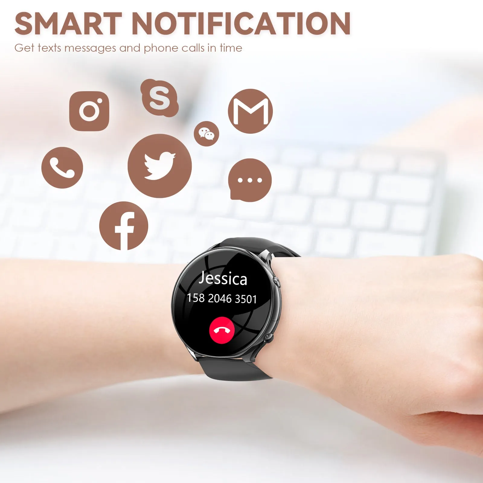 EIGIIS Smart Watch for Women, Fashionable Fitness Watch with Calorie Temperature Monitor Female Health Monitor Lady Sports Watch with 24 Sports Modes Activity Trackers Watch for iOS Android Phone