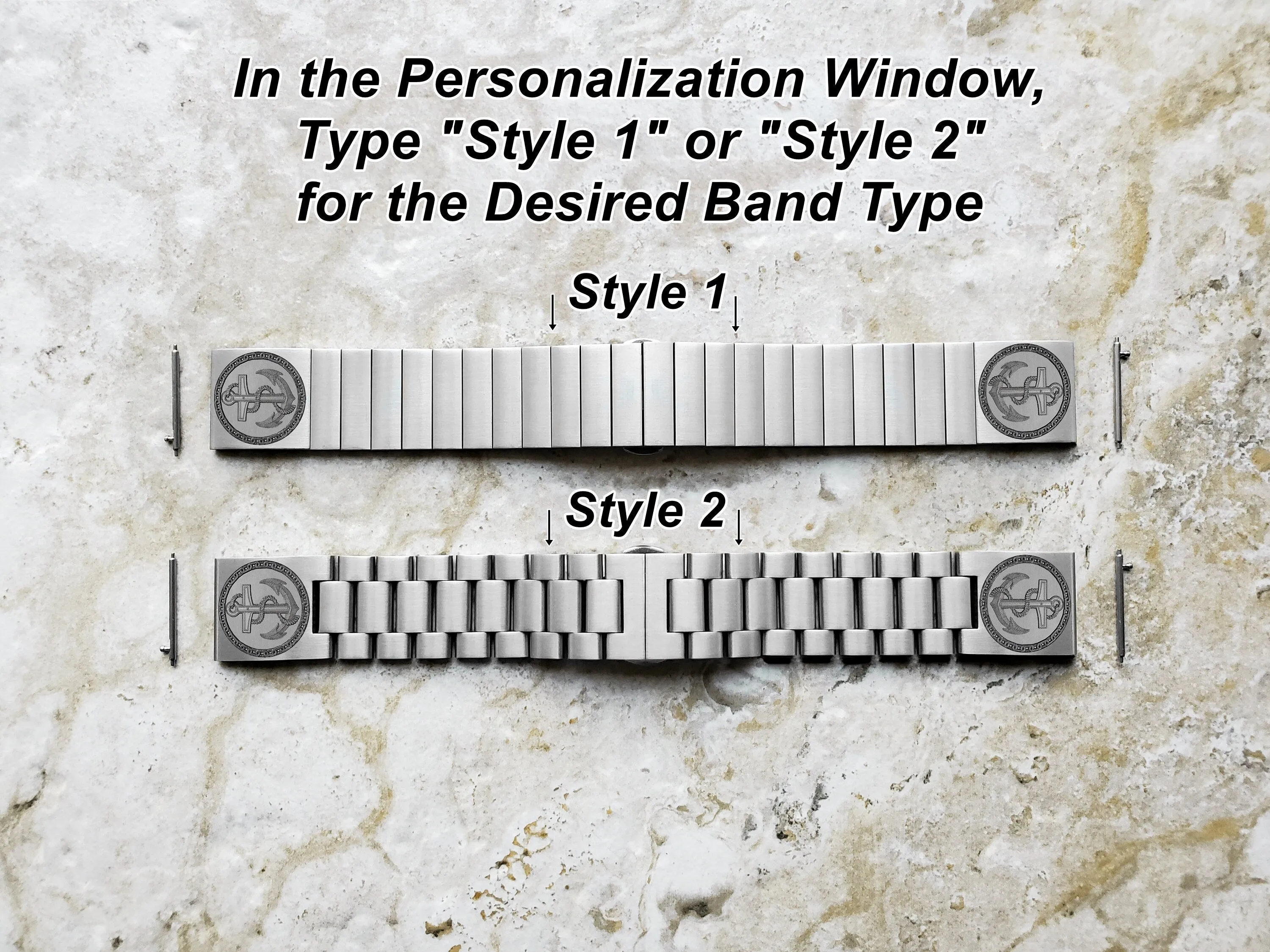 Engraved Watch Band for 22mm 24mm 25mm Lugs Traditional Casual Luxury and Smartwatches Silver Color Stainless Steel Bracelet Strap AN1
