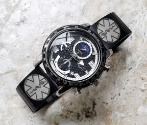 Engraved Watch Band for 22mm Width Lugs Traditional Casual Luxury and Smartwatches Black Color Stainless Steel Bracelet Strap MS2
