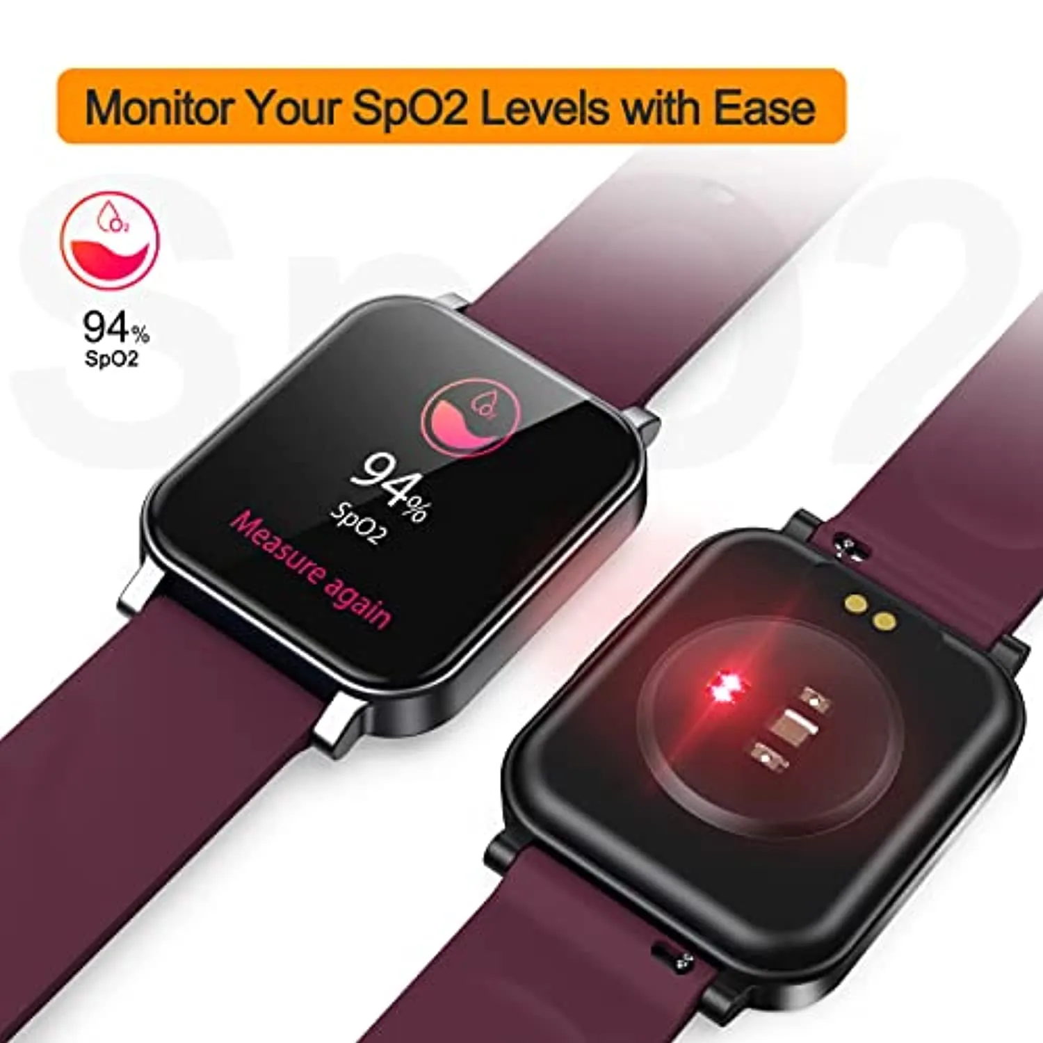 Eurans Smart Watch, Full Touchscreen Smartwatch, Fitness Tracker with Heart Rate Monitor & SpO2, IP68 Waterproof Pedometer Watch for Women Men Compatible with iOS & Android Phones
