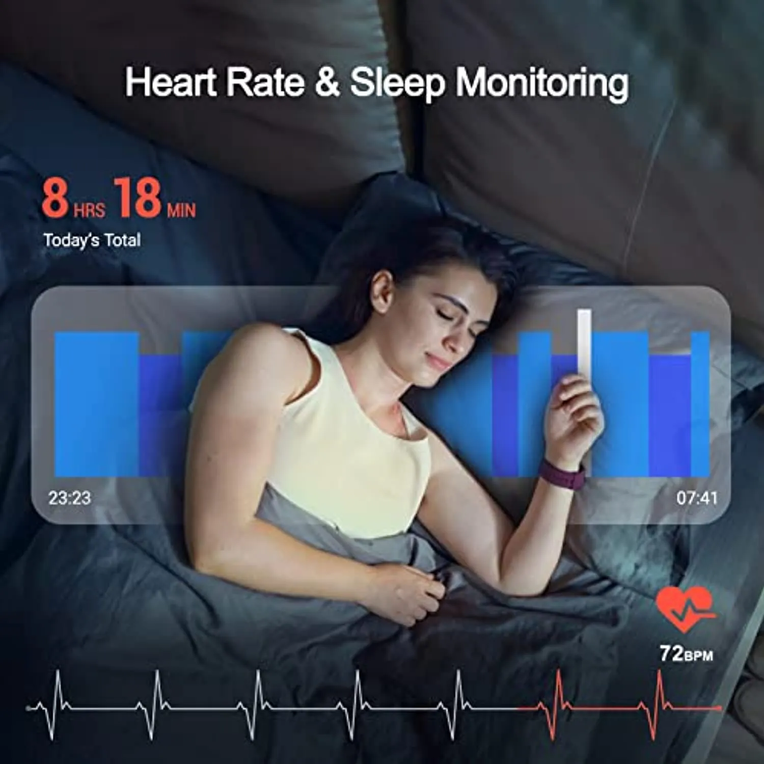 Eurans Smart Watch, Full Touchscreen Smartwatch, Fitness Tracker with Heart Rate Monitor & SpO2, IP68 Waterproof Pedometer Watch for Women Men Compatible with iOS & Android Phones