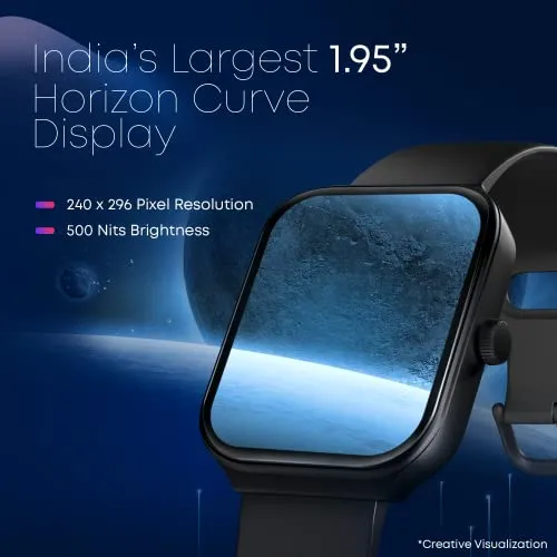 Fastrack New Limitless FS1 Smart Watch|Biggest 1.95" Horizon Curve Display|SingleSync BT Calling v5.3|Built-in Alexa|Upto 5 Day Battery|ATS Chipset with Zero Lag|100  Sports Modes|150  Watchfaces