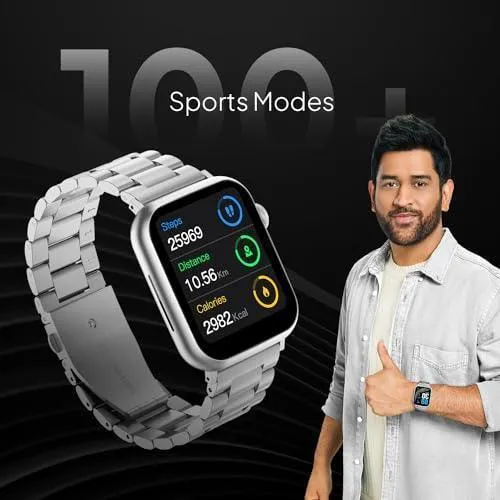 Fire-Boltt Lumos Stainless Steel Luxury Smart Watch with 1.91” Large Display, Bluetooth Calling, Voice Assistant, 100  Sports Modes
