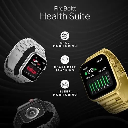 Fire-Boltt Lumos Stainless Steel Luxury Smart Watch with 1.91” Large Display, Bluetooth Calling, Voice Assistant, 100  Sports Modes