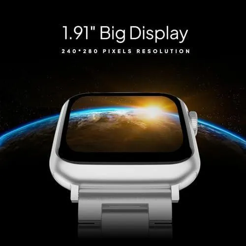 Fire-Boltt Lumos Stainless Steel Luxury Smart Watch with 1.91” Large Display, Bluetooth Calling, Voice Assistant, 100  Sports Modes