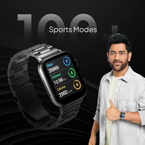 Fire-Boltt Lumos Stainless Steel Luxury Smart Watch with 1.91” Large Display, Bluetooth Calling, Voice Assistant, 100  Sports Modes
