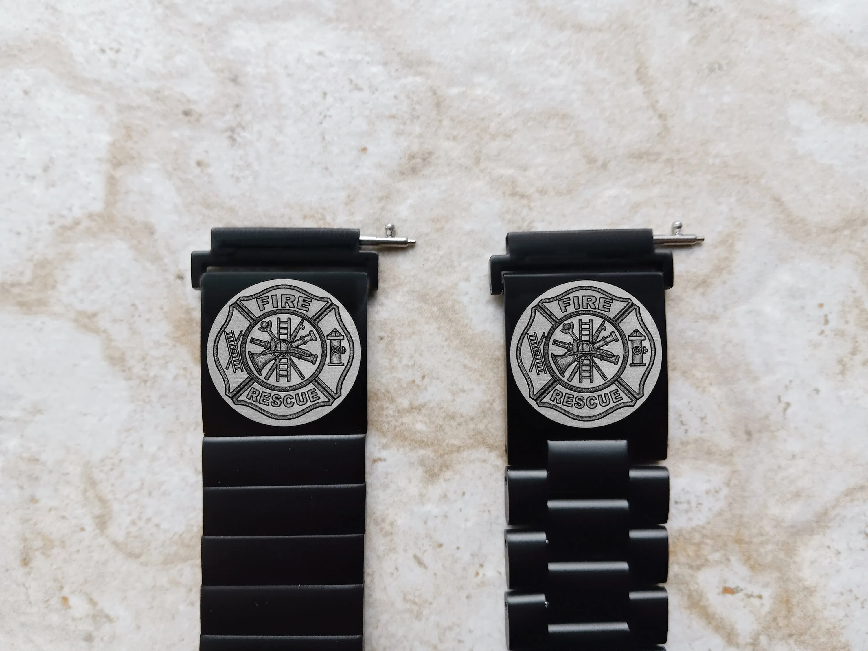 Firefighter Engraved Watch Band for 20mm Width Lugs Traditional Casual Luxury and Smartwatches Black Stainless Steel Strap Bracelet F1 -A20