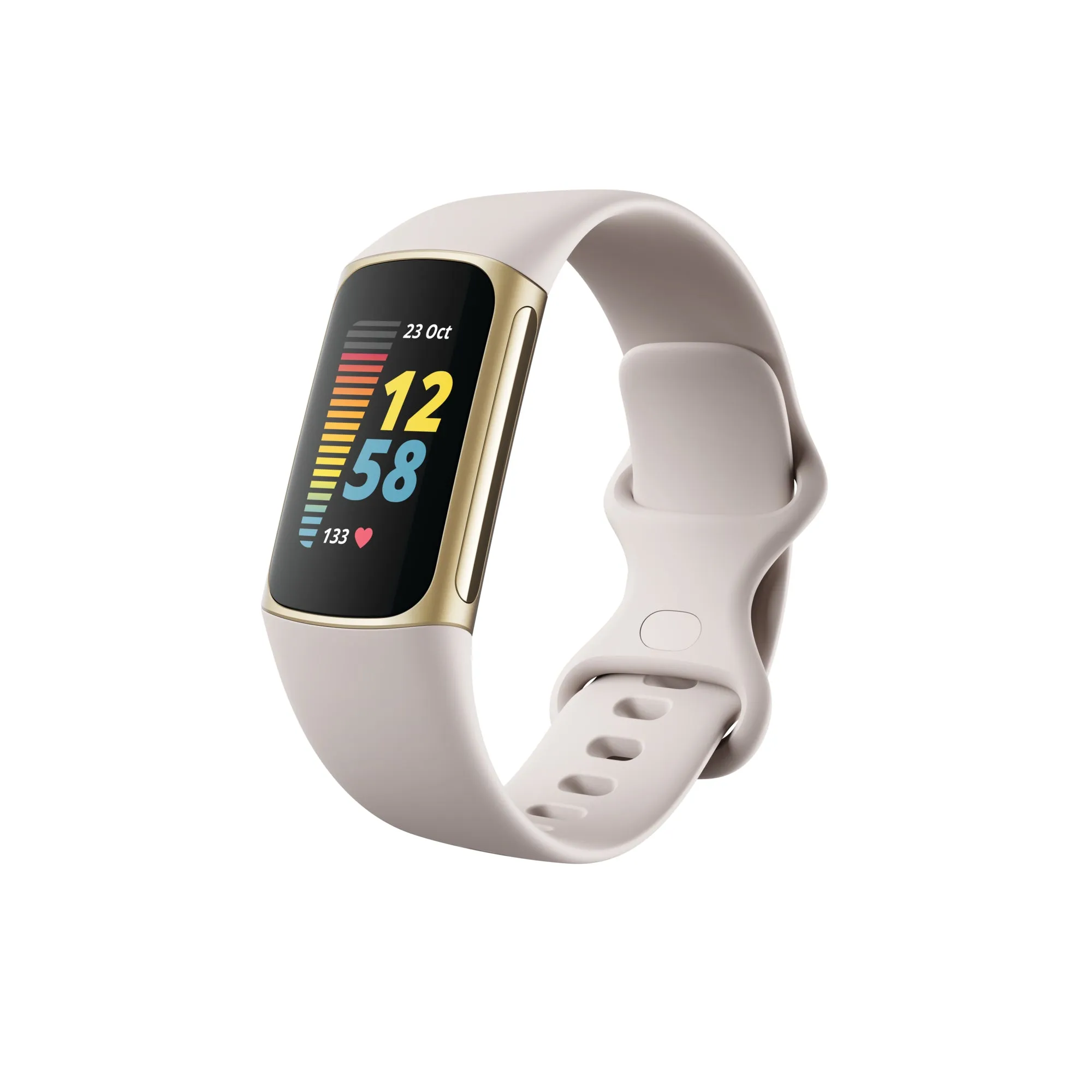 Fitbit Charge 5 Fitness Tracker - Lunar White/Soft Gold Stainless Steel