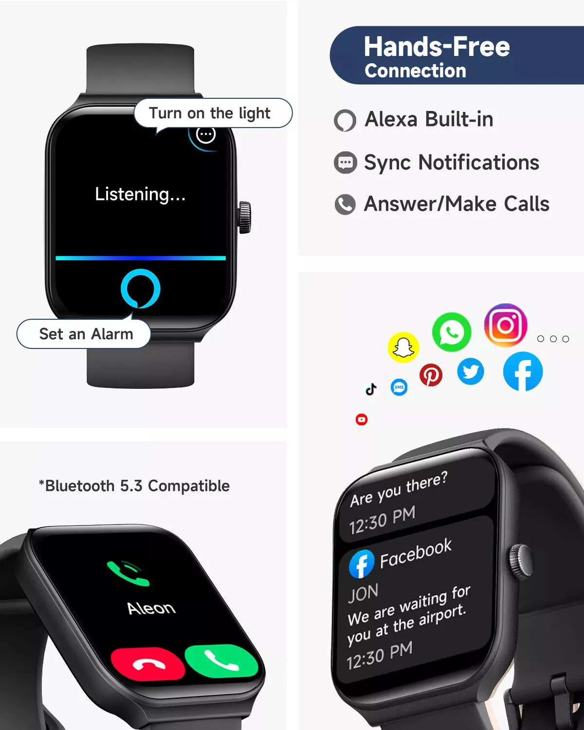 Fitness Bluetooth HealthWatch For IOS & Android (All-In-One)