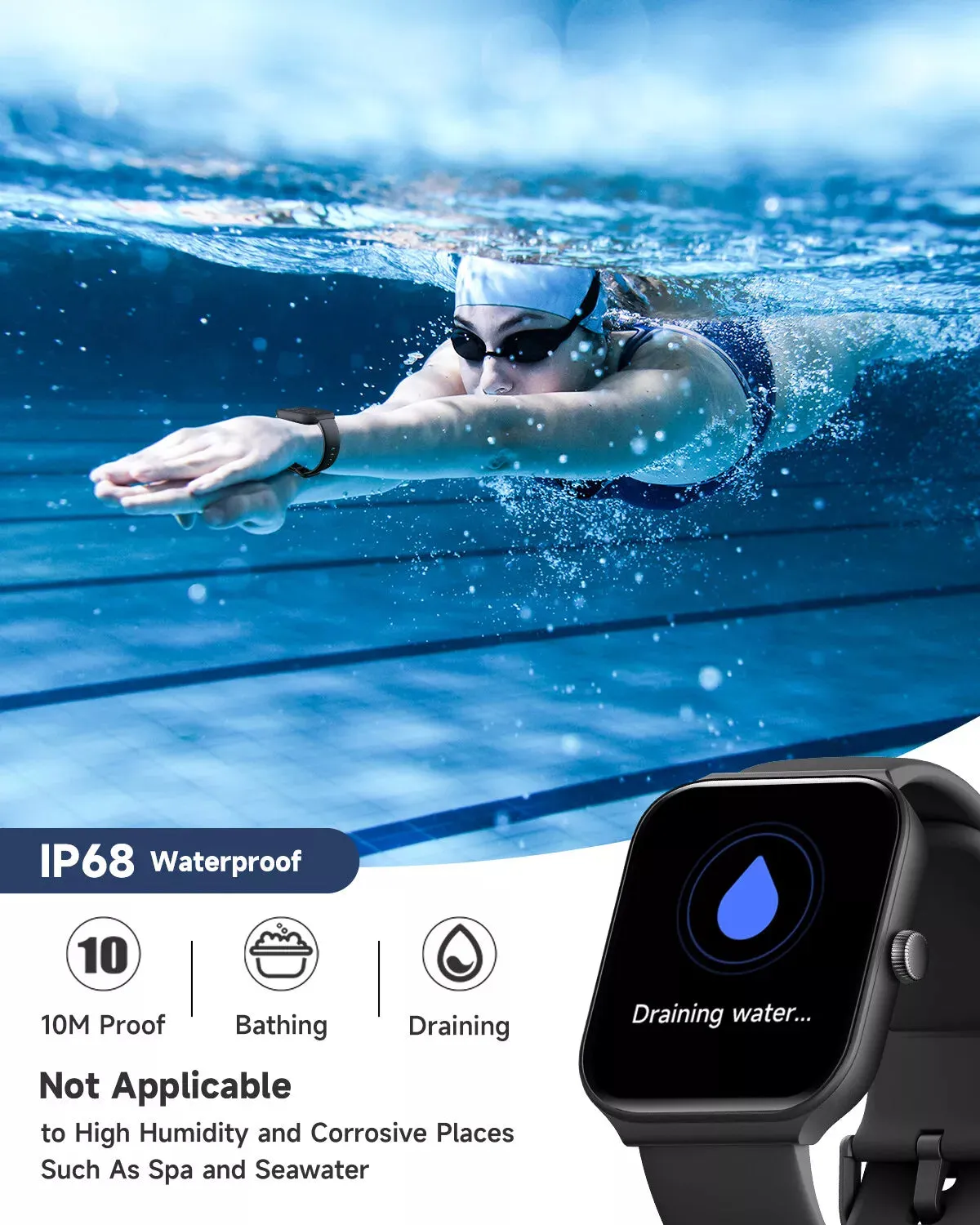 Fitness Bluetooth HealthWatch For IOS & Android (All-In-One)