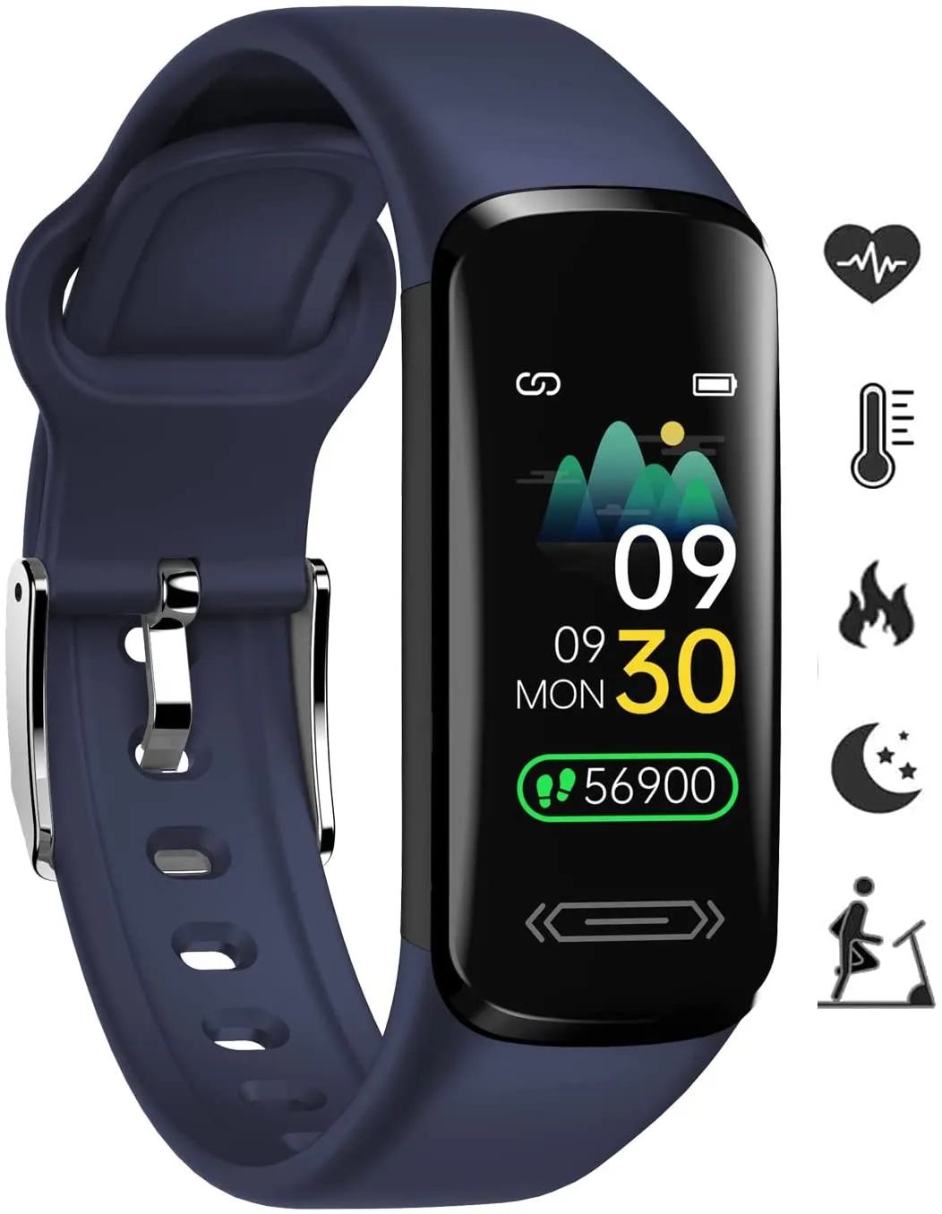 Fitness Tracker HR, Activity Fitness Trackers with Body Temperature Heart Rate Sleep Health Blood Pressure Monitor, IP68 Waterproof Calorie Steps Counter Tracker Pedometer Watch for Men Women Teens