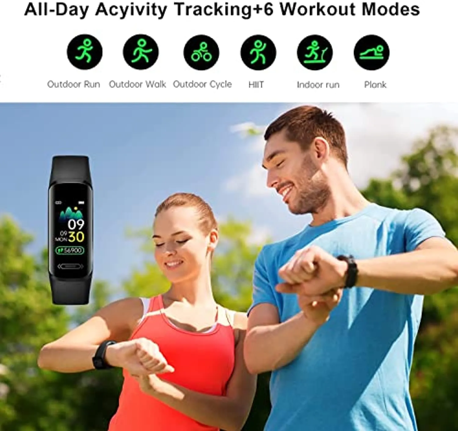 Fitness Tracker HR, Activity Fitness Trackers with Body Temperature Heart Rate Sleep Health Blood Pressure Monitor, IP68 Waterproof Calorie Steps Counter Tracker Pedometer Watch for Men Women Teens