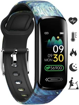 Fitness Tracker HR, Activity Fitness Trackers with Body Temperature Heart Rate Sleep Health Blood Pressure Monitor, IP68 Waterproof Calorie Steps Counter Tracker Pedometer Watch for Men Women Teens
