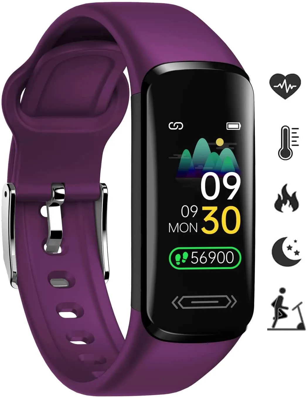 Fitness Tracker HR, Activity Fitness Trackers with Body Temperature Heart Rate Sleep Health Blood Pressure Monitor, IP68 Waterproof Calorie Steps Counter Tracker Pedometer Watch for Men Women Teens