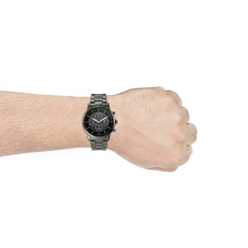Fossil Men's 42mm Collider Stainless Steel Hybrid HR Smart Watch, Color: Smoke (Model: FTW7009)
