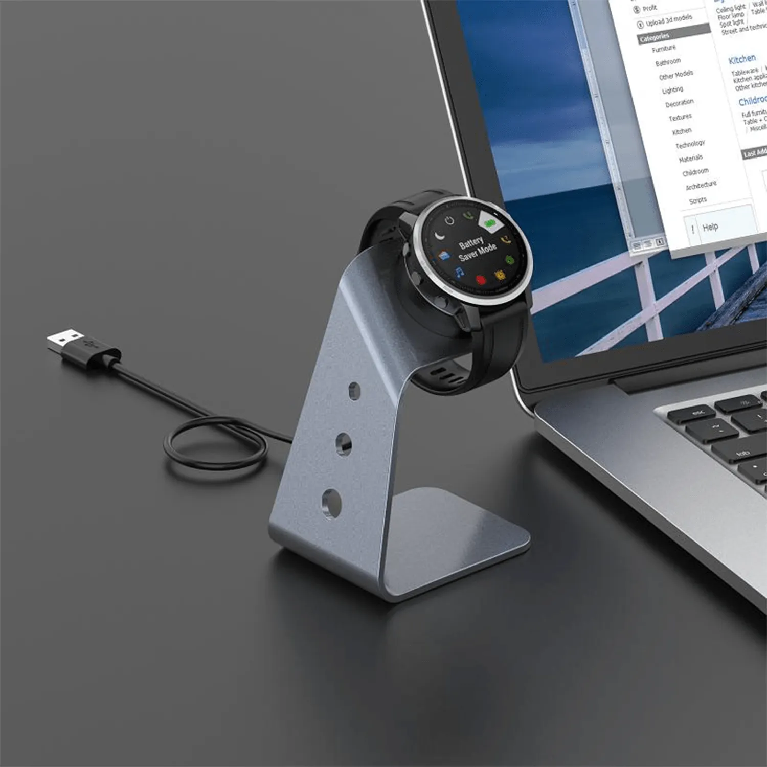 FREE Charging Dock with Stand for Garmin Smartwatches