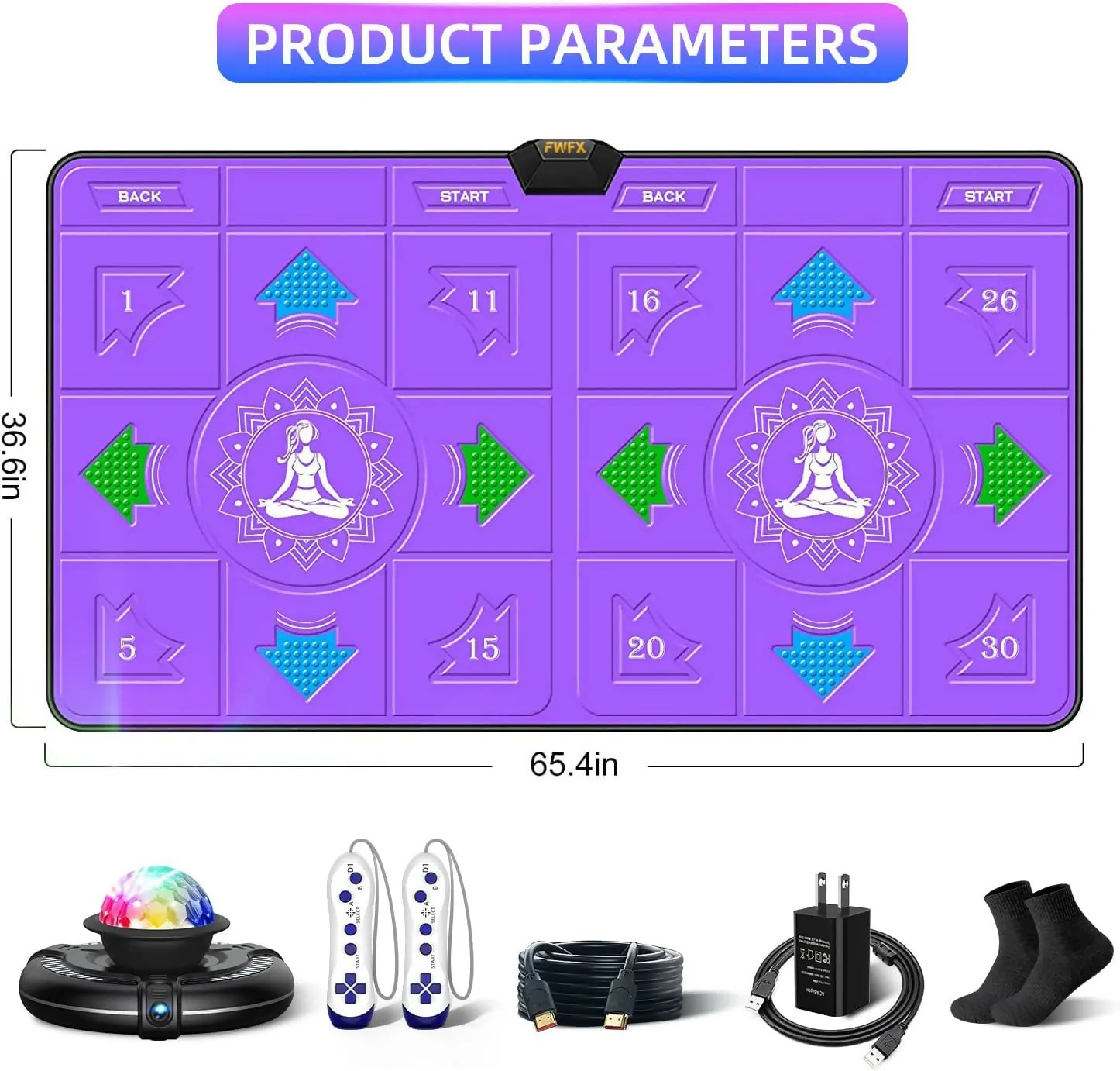 FWFX Dance Mat for Kids and Adults - Double User Wireless Dancing Mat, Exercise & Fitness Dance Step Pad Game for TV, Musical Electronic Dance Mats with HD Camera, Gift for Girls & Boys Ages 6 
