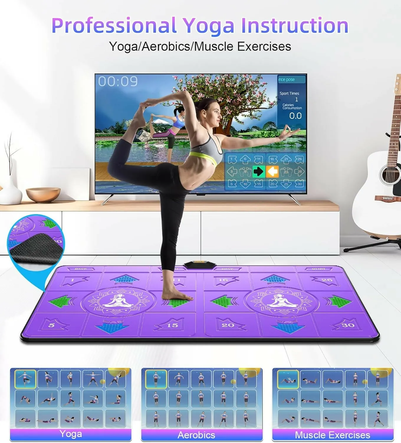 FWFX Dance Mat for Kids and Adults - Double User Wireless Dancing Mat, Exercise & Fitness Dance Step Pad Game for TV, Musical Electronic Dance Mats with HD Camera, Gift for Girls & Boys Ages 6 