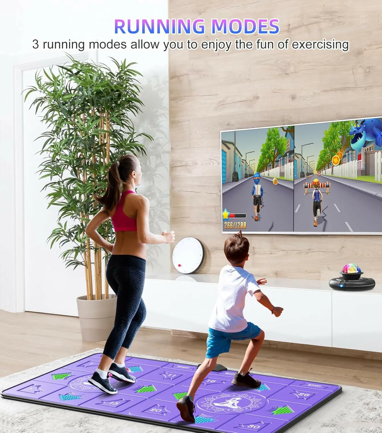 FWFX Dance Mat for Kids and Adults - Double User Wireless Dancing Mat, Exercise & Fitness Dance Step Pad Game for TV, Musical Electronic Dance Mats with HD Camera, Gift for Girls & Boys Ages 6 