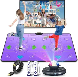 FWFX Dance Mat for Kids and Adults - Double User Wireless Dancing Mat, Exercise & Fitness Dance Step Pad Game for TV, Musical Electronic Dance Mats with HD Camera, Gift for Girls & Boys Ages 6 