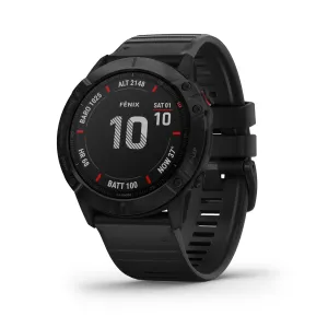 Garmin Fenix 6X Pro, Premium Multisport GPS Watch, Features Mapping, Music, Grade-Adjusted Pace Monitoring and Pulse Ox Sensors, Black with Black Band