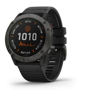Garmin fēnix 6X - Pro Solar Edition Pro Solar - Titanium Carbon Gray DLC with Black Band