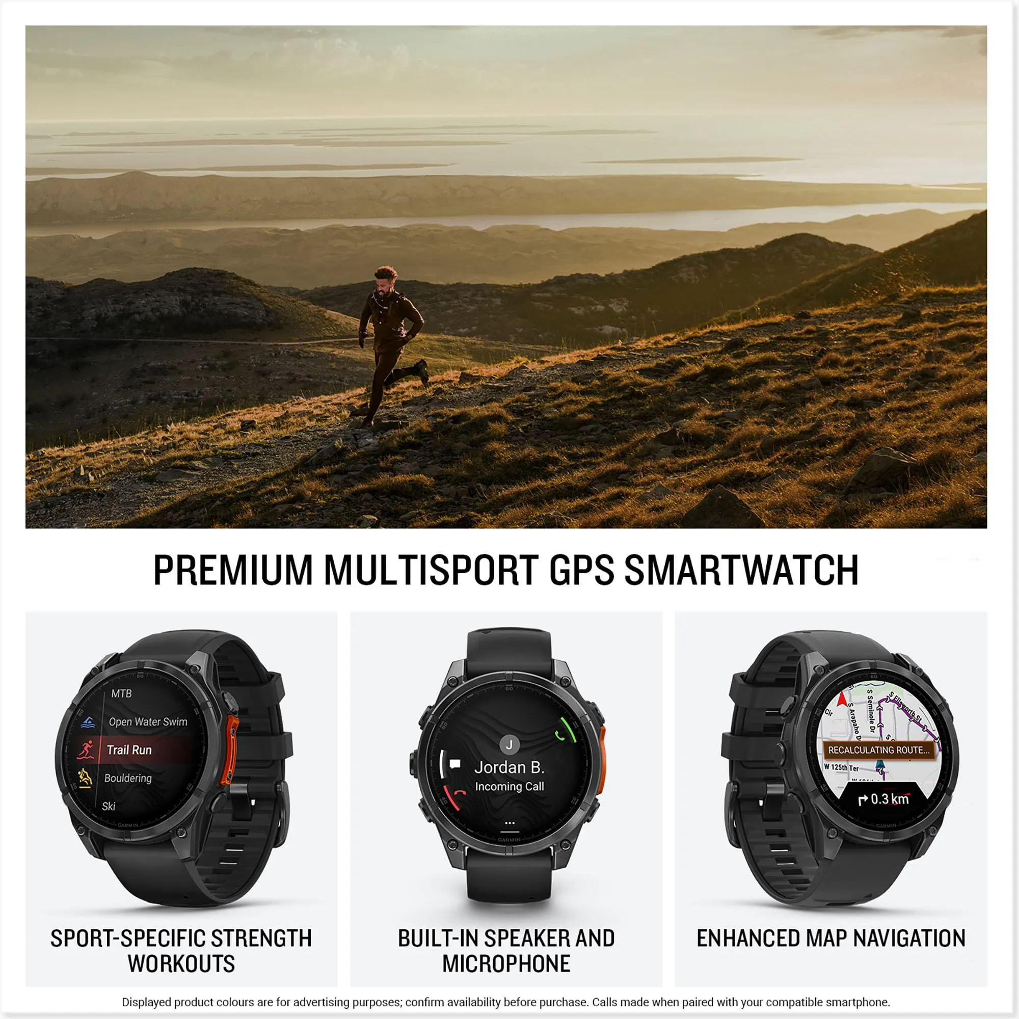 Garmin fēnix 8,47mm Premium Multisport GPS Smartwatch,AMOLED Touch Screen,Advanced Health and Training Features,Built in LED flashlight,Adventure Watch with up to 16 days battery life,Slate Gray