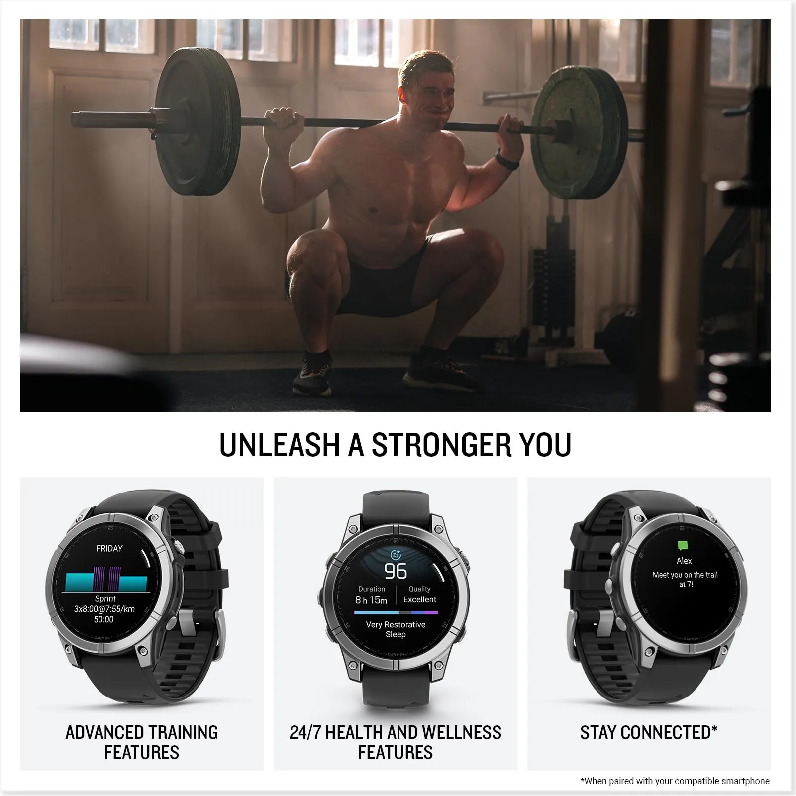 Garmin fēnix E, 47mm Multisport GPS Smartwatch, Extensive Health and Training Features, Adventure Watch with up to 16 days battery life, Stainless Steel and Black