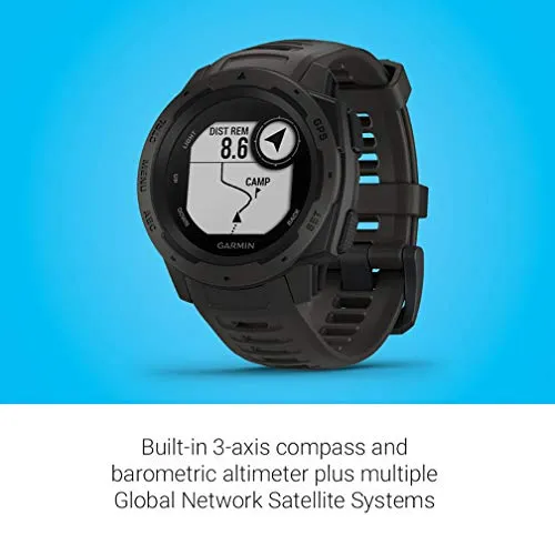 Garmin Instinct, Rugged Outdoor Smart Watch with GPS, Wireless Bluetooth - Black