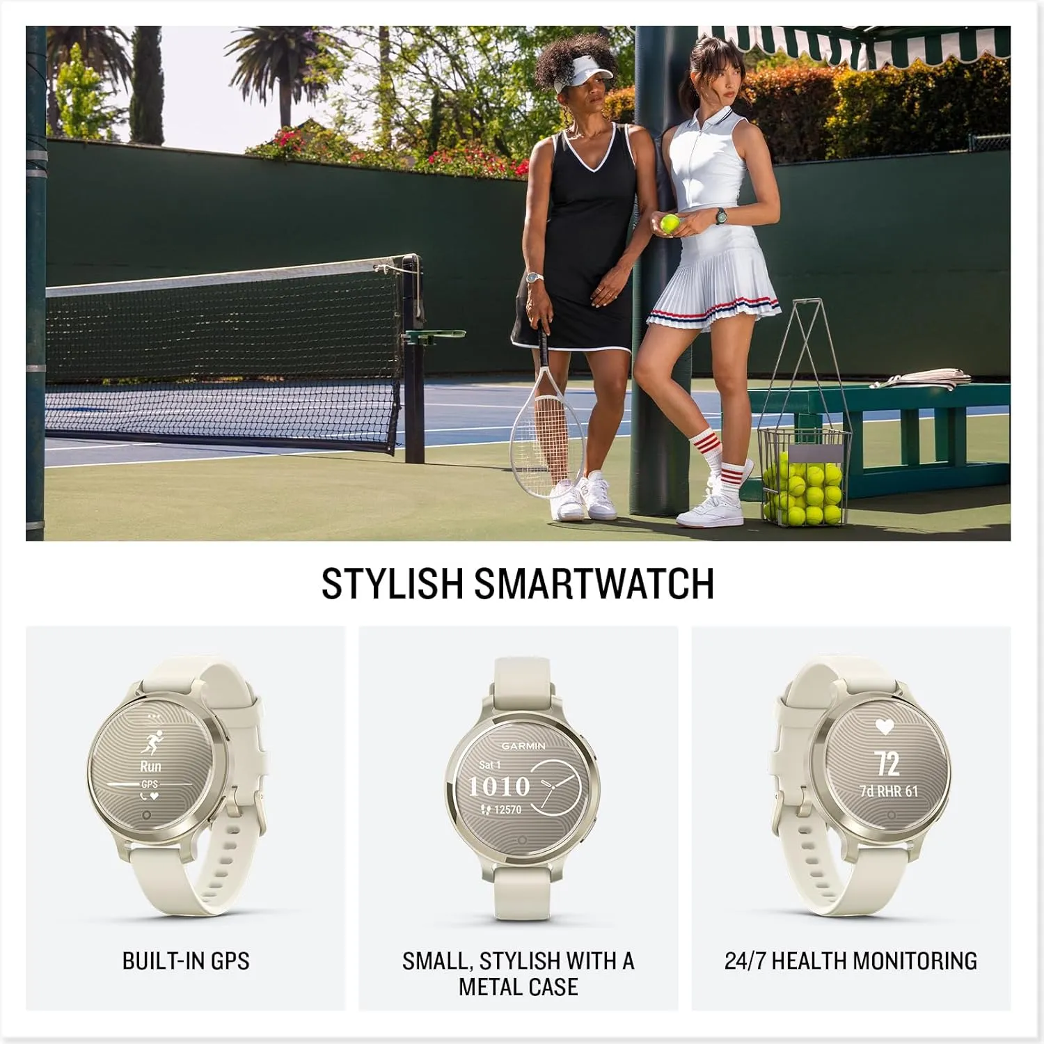 Garmin Lily 2 Smartwatch – Cream Gold with Coconut Silicone Band