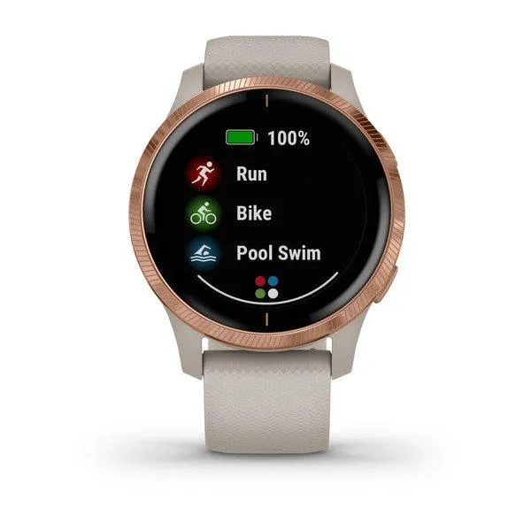 Garmin Venu GPS SmartWatch Light Sand with Rose-Gold Hardware