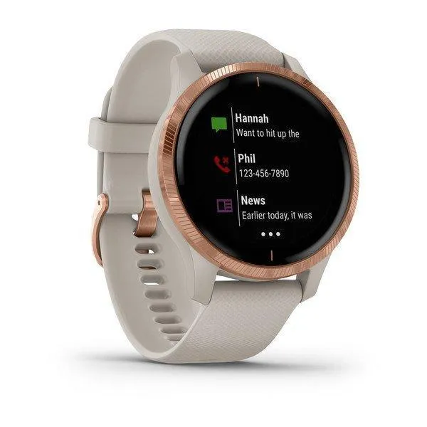 Garmin Venu GPS SmartWatch Light Sand with Rose-Gold Hardware