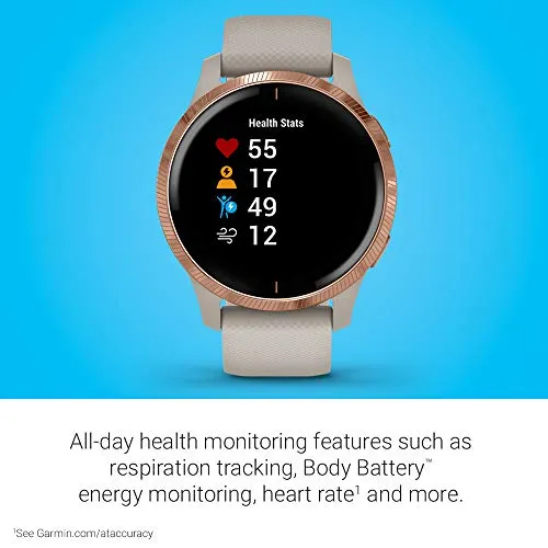 Garmin Venu GPS Smartwatch - Rose Gold/Tan