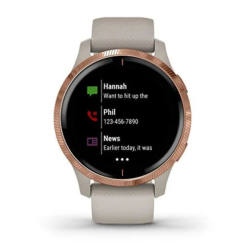 Garmin Venu GPS Smartwatch - Rose Gold/Tan