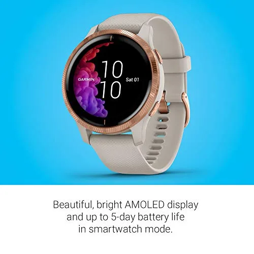 Garmin Venu GPS Smartwatch - Rose Gold/Tan
