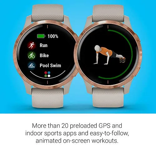 Garmin Venu GPS Smartwatch - Rose Gold/Tan