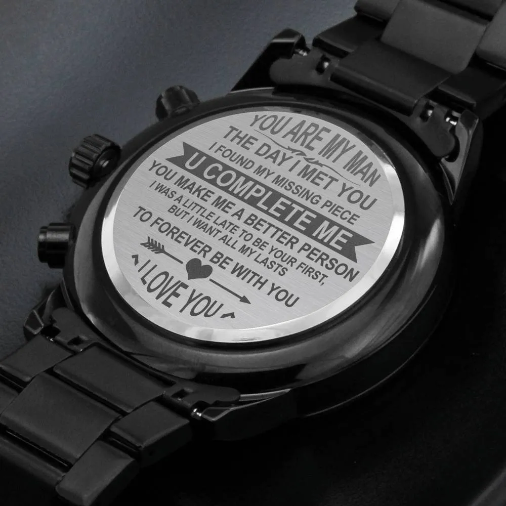 Gift For Him - Engraved Watch - You Complete Me