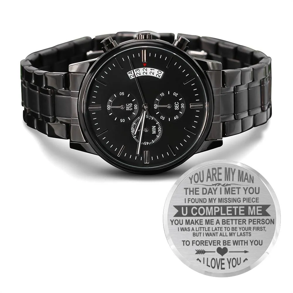 Gift For Him - Engraved Watch - You Complete Me