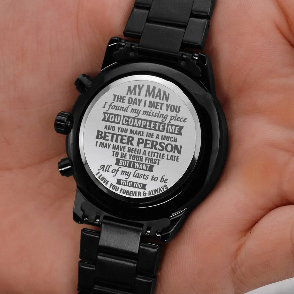 Gift For Him - Engraved Watch - You Make Me A Better Person