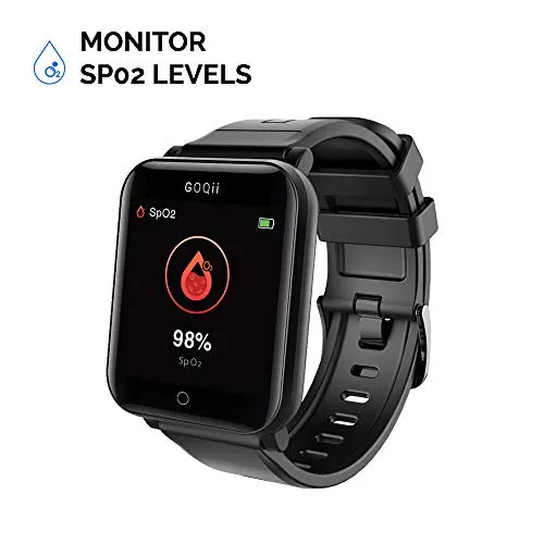 GOQii Smart Vital Fitness SpO2 Junior for Kids Body Temperature and Blood Pressure Tracker Fitness Band/ Smartwatch with 3 Months Personal Coaching (Black)