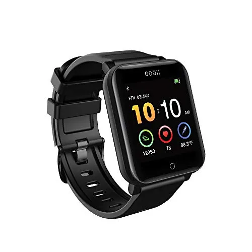 GOQii Smart Vital Fitness SpO2 Junior for Kids Body Temperature and Blood Pressure Tracker Fitness Band/ Smartwatch with 3 Months Personal Coaching (Black)
